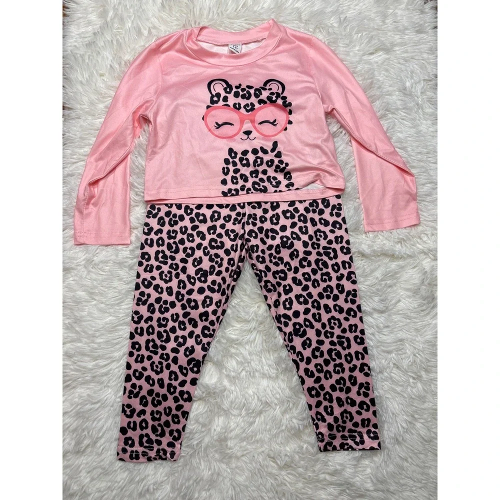 SHEIN Toddler Girls Clothing Bundle Size 2-3Y Leopard Cat Pink Mix Match 8pc
